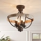 preview thumbnail 5 of 11, 15.4" Rusted Bronze Rustic Wood 4 Light Dimmable Semi Flush Mount Ceiling Light - 15.4 in. D x 15.4 in. W x 14.6 in. H