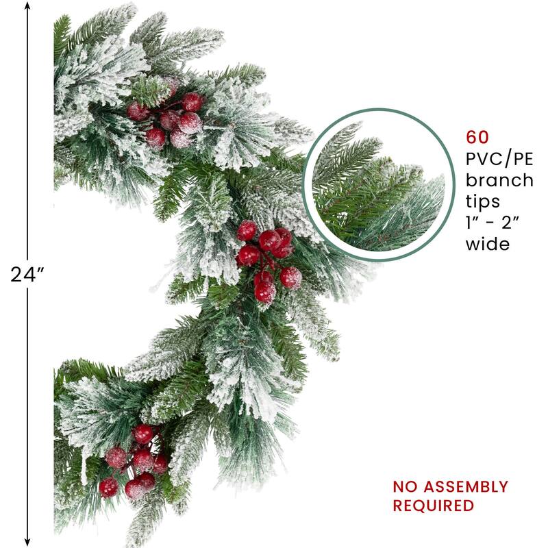 Flocked Calloway Fir with Berries Artificial Christmas Wreath - 24" - Unlit