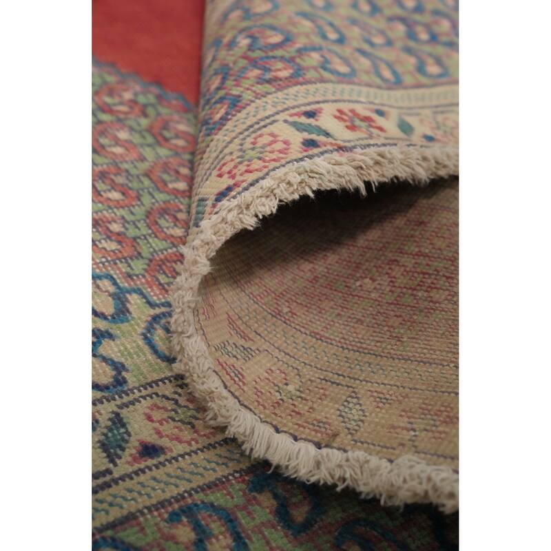 Hand Knotted Oriental 100% Wool Carpet Traditional Medallion Oranges & Rust Tabriz Area Rug - 6' 3'' X 4' 6''