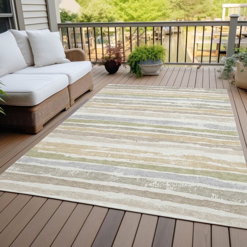 Machine Washable Indoor/ Outdoor Chantille Stripe Rug