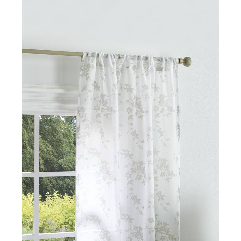 Martha Stewart Bellefield Floral Sheer Rod Pocket Curtain Panel Pair