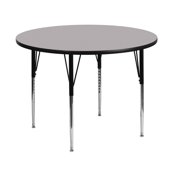 Offex 48'' Round Activity Table with Grey Thermal Fused Laminate Top and Standard Height Adjustable Legs - N/A