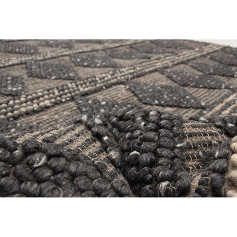 ECARPETGALLERY Braid weave Sienna Grey Wool Rug - 6'0 x 8'11