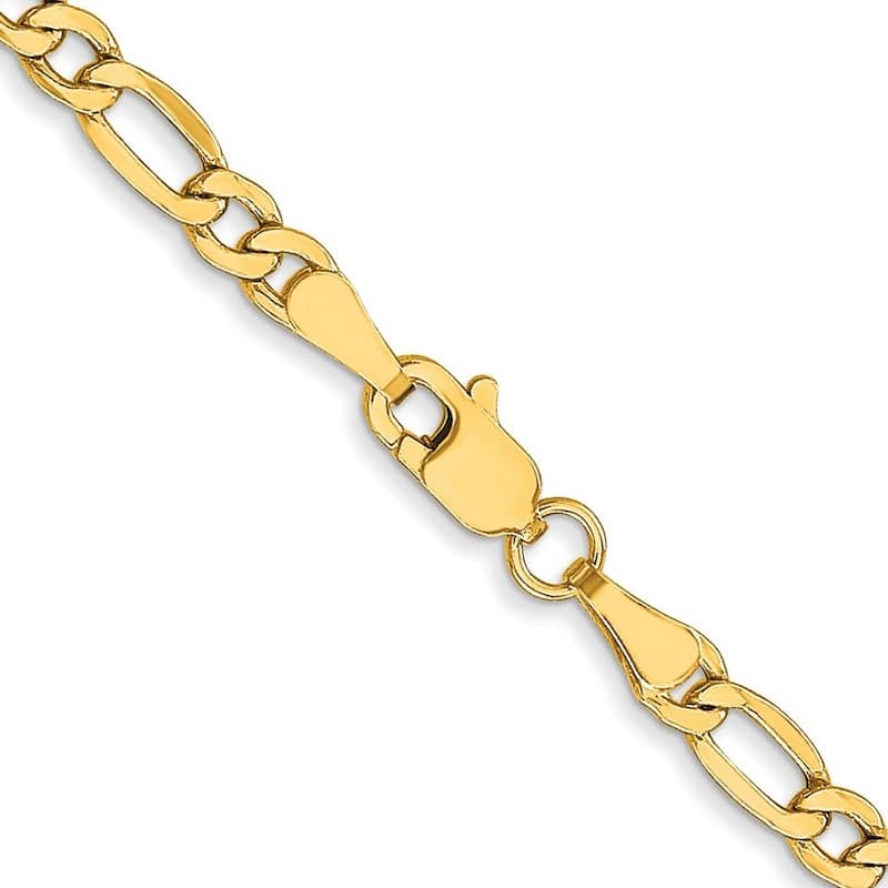 Curata 10k Polished Semi Solid Lobster Claw Closure 3.5mm Semi solid Figaro Chain Bracelet
