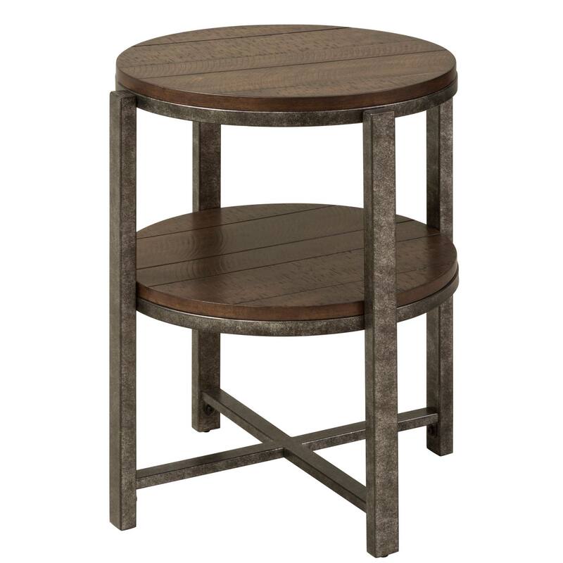 Breckinridge Rustic Poplar and Pewter Metal Round End Table
