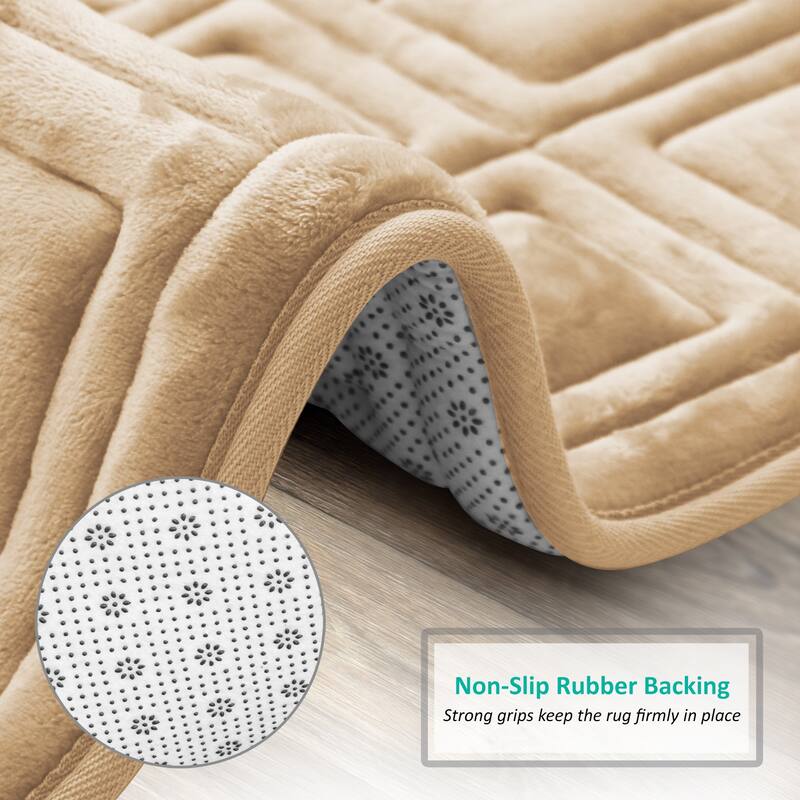 Clara Clark Ultra Soft Non Slip and Absorbent Bath Rug - Waffled Velvet Memory Foam Bath Mat