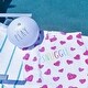 preview thumbnail 2 of 3, Rae Dunn: Snuggle Kids Hooded Towel & 12" Beach Ball - Hearts 48"x 24" Poncho, Cotton Terry Beach Cover Up, Toddler 3+ - Multi