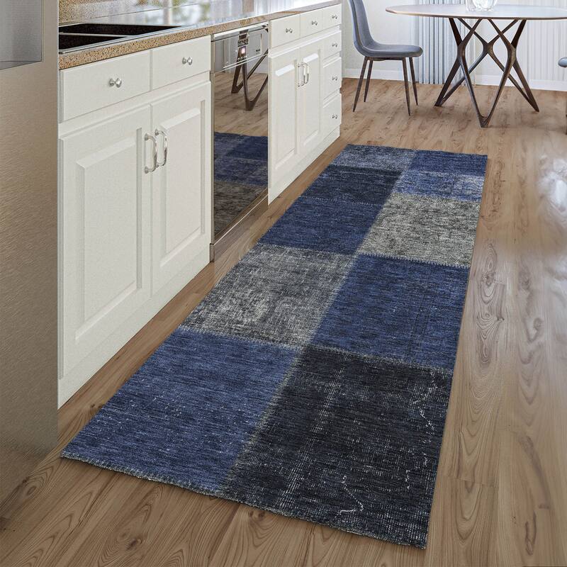 Premium Washable Super Soft Vintage Global Mayfield Rug - Navy - 2' 3" x 7' 6" - Runner
