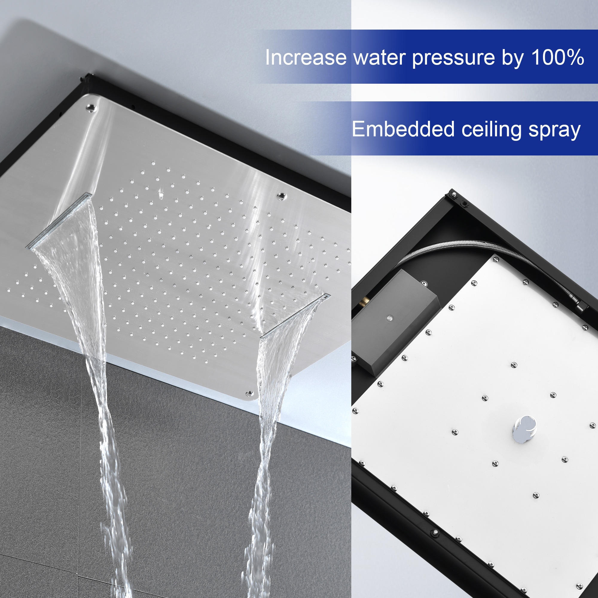 GGStudy 16 Inch Square Stainless Steel Shower Head Rain