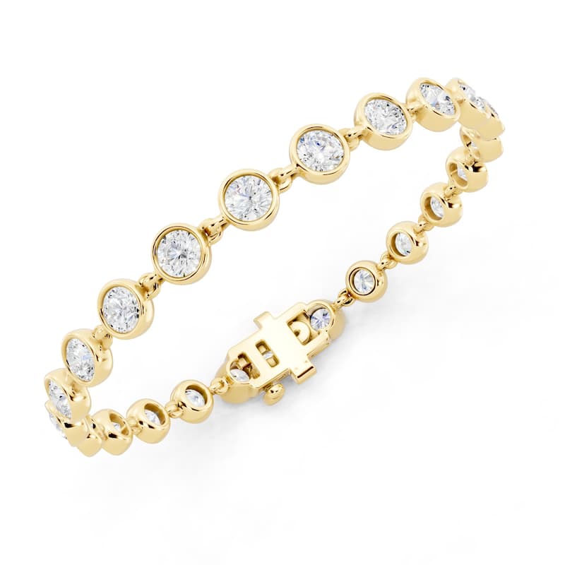 Auriya 14K Gold Round Lab Grown Diamond Station Tennis Bracelet 4 2/5 ct. tw. (E-F VS)