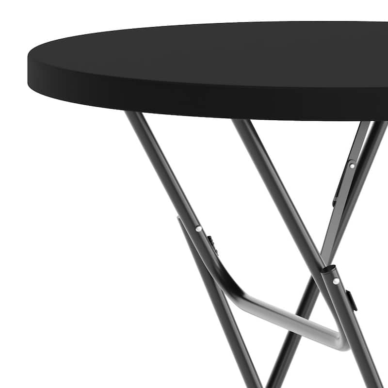 2.6-Foot Round Plastic Bar Height Folding Event Table - 31.25"D x 31.25"W x 43.75"H