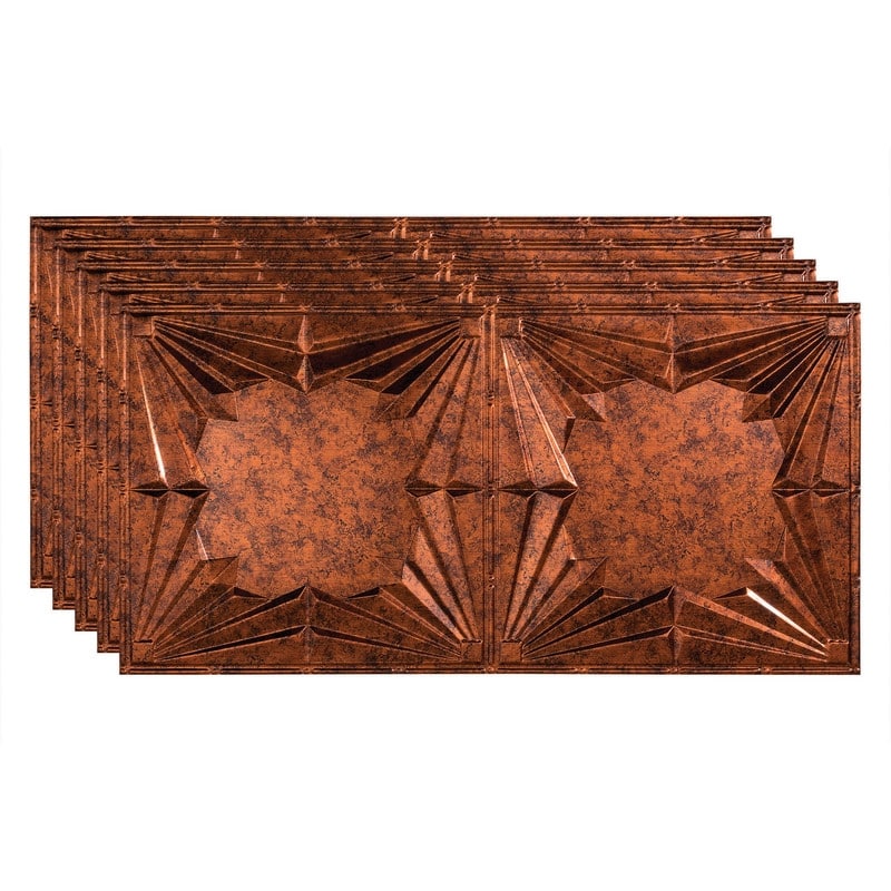 FASÄDE Art Deco Decorative Vinyl 2ft x 4ft Glue Up Ceiling Panel in Moonstone Copper (5 Pack) - 5 Pack - Moonstone Copper
