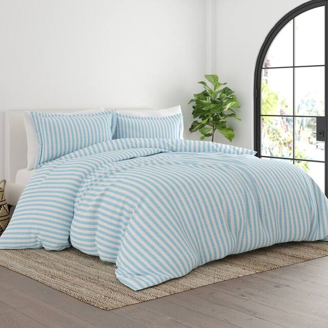 Soft Essentials Rugged Stripes Ultra Soft Oversized 3-piece Duvet Cover Set - Light Blue - Twin - Twin XL