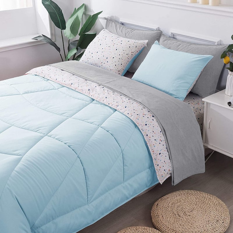 KASENTEX 5 or 7 Piece Bed in A Bag Microfiber Down Alternative Comforter Bedding Set with Sheets and Pillow Cases All Season