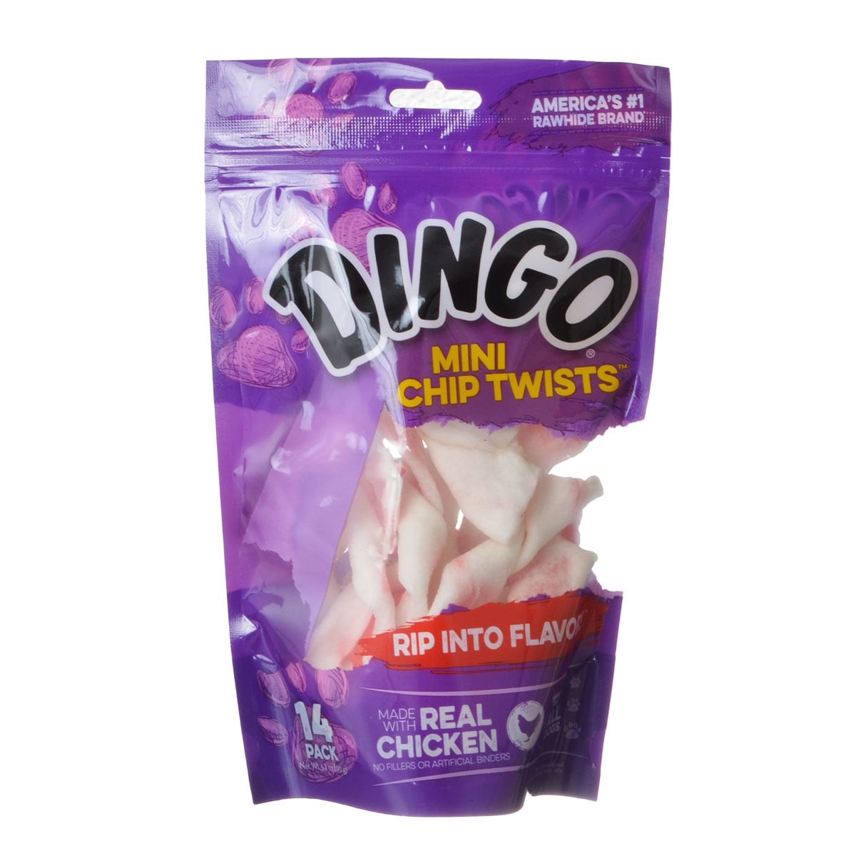 Dingo Chip Twists Meat Rawhide Chew Mini 14 Pack 3 25 Twists Overstock 20894644
