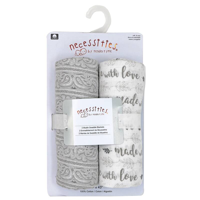 Baby 2 Pack Paisley Muslin Swaddle Blankets - N/A