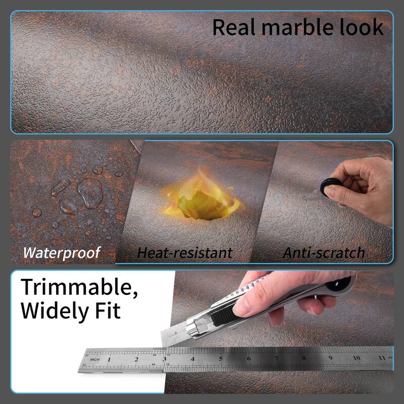 Art3d 30PCS 12"x12" Peel and Stick Vinyl Floor Tiles, Red Brown Flooring Tile