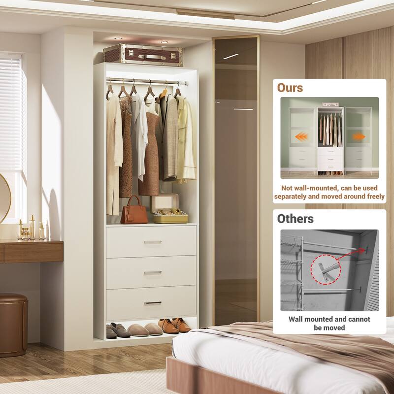 Cimly Freestanding Closet Sytem, Closet Organizer Wardrobe for Walk-in and Reach-in Closet