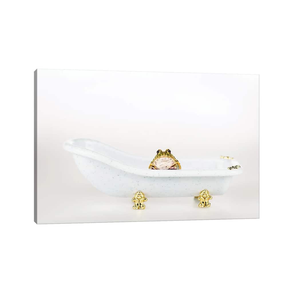 iCanvas "Cute Green Frog In Small Luxury Bathtub Isolated On White" by IgorVetushko Canvas Print