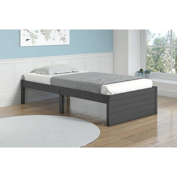 slide 2 of 4, Twin Footboard Panel Bed in Dark Grey with Drawers Twin - with Storage Drawers