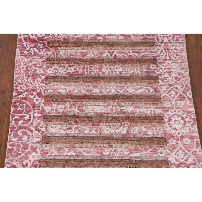 Striped Abstract Oriental Accent Rug Handmade Wool Carpet - 2'8"x 4'9"