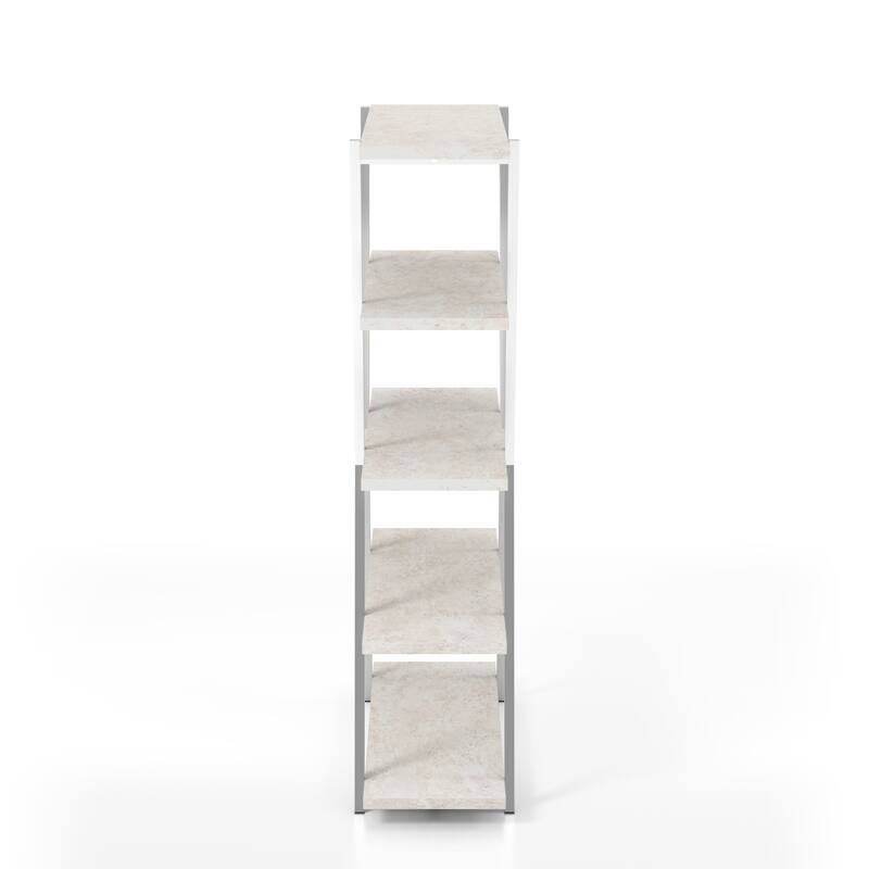 Epstewin Modern 5-Shelf Metal Frame Bookcase/Room Divider by Silver Orchid
