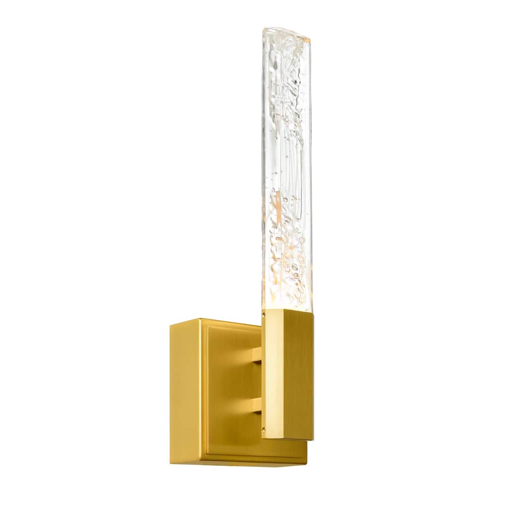 Greta Integrated LED 5in Brass Wall Light with Handcrafted Glass