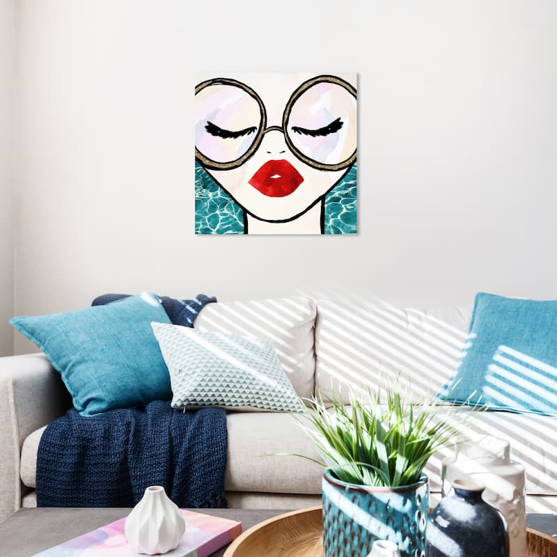 Wynwood Studio Canvas Fashion and Glam Ready and Empowered Gold Blue and Turquoise Glam Wall Art Canvas Print - 20 x 20