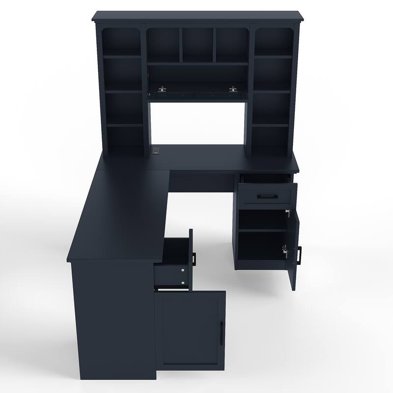 L-Shaped 59" Height Adjustable Electric Standing Desk, Sit and Stand Up Computer Desk For Home Office rustic