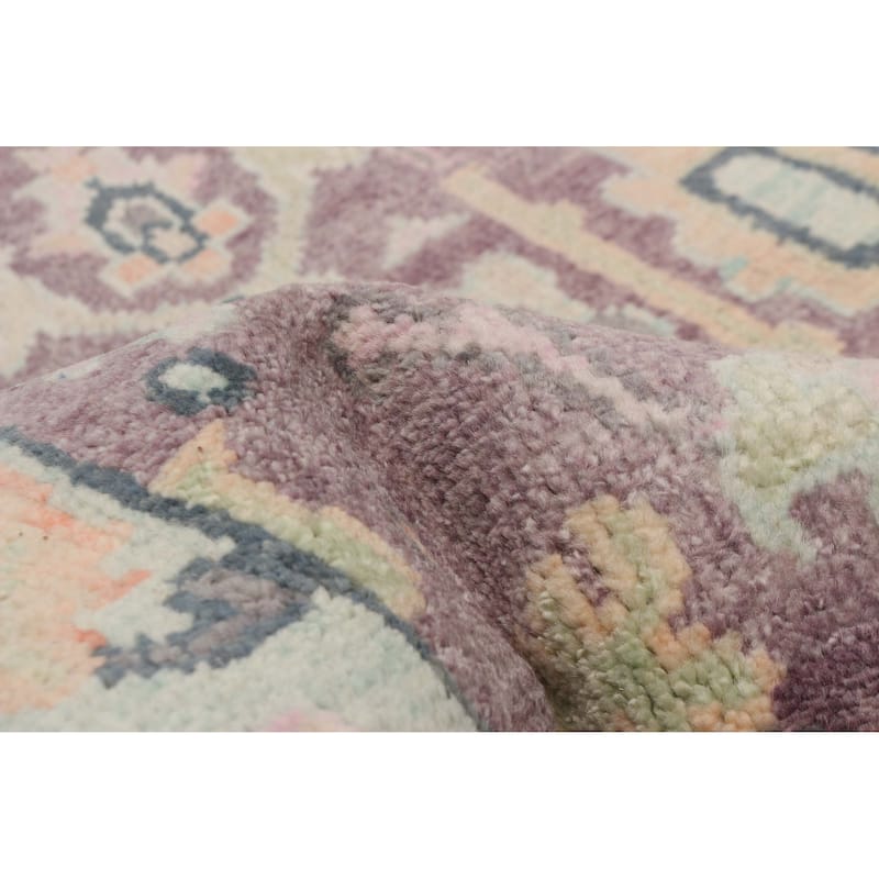 ECARPETGALLERY Hand-knotted Modern Oushak Purple Wool Rug - 2'6 x 11'9