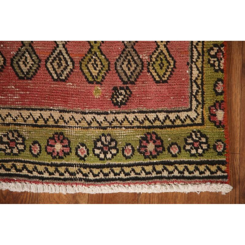 Vegetable Dye Tabriz Persian Antique Runner Rug Handmade Wool Carpet - 2'7"x 10'1"