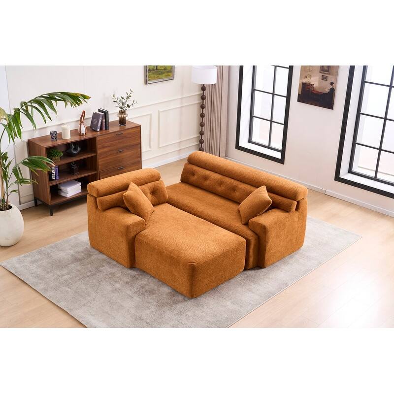 Convertible Chaise Sectional Sofa, Full Compression Sponge L-Shape