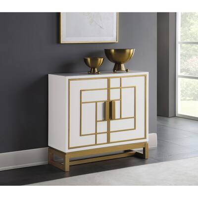 Coaster Furniture White and Gold Rectangular 2-door Accent Cabinet
