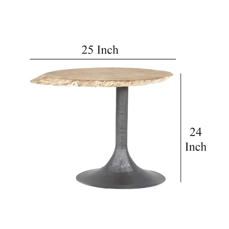 15 in. Washed Gray and Brown Rectangle Wood End Table, Sturdy Build End Side Table for Living Rooms