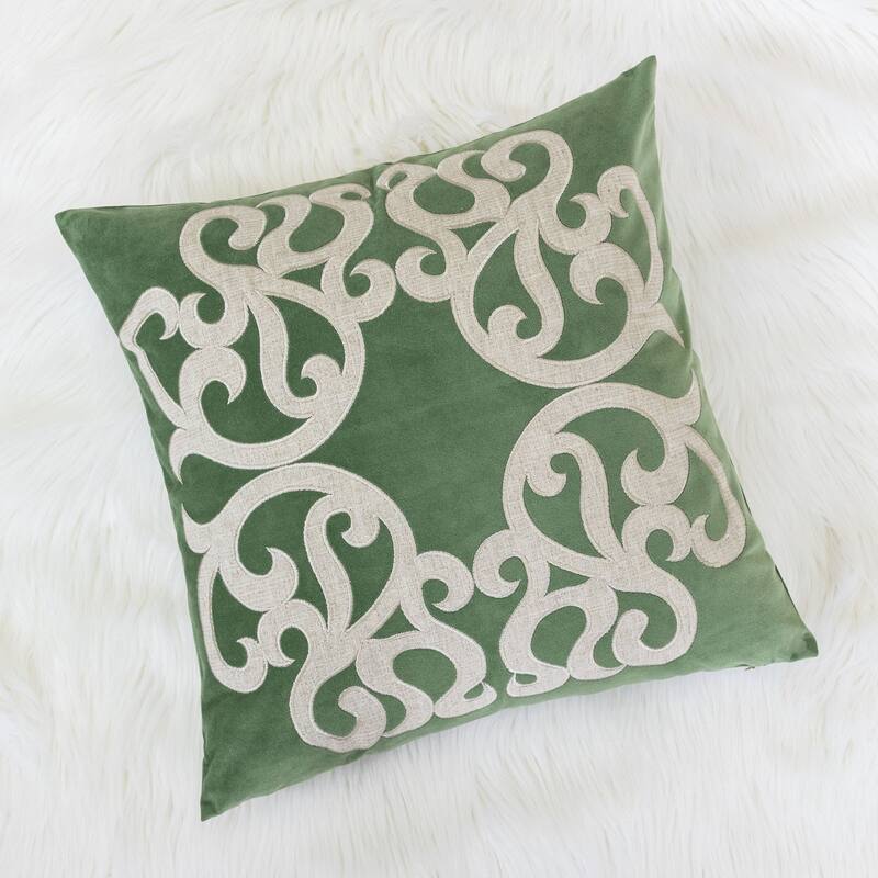 Vintage Vine Pattern Throw Pillow with Velvet Cover 20x20 Inches