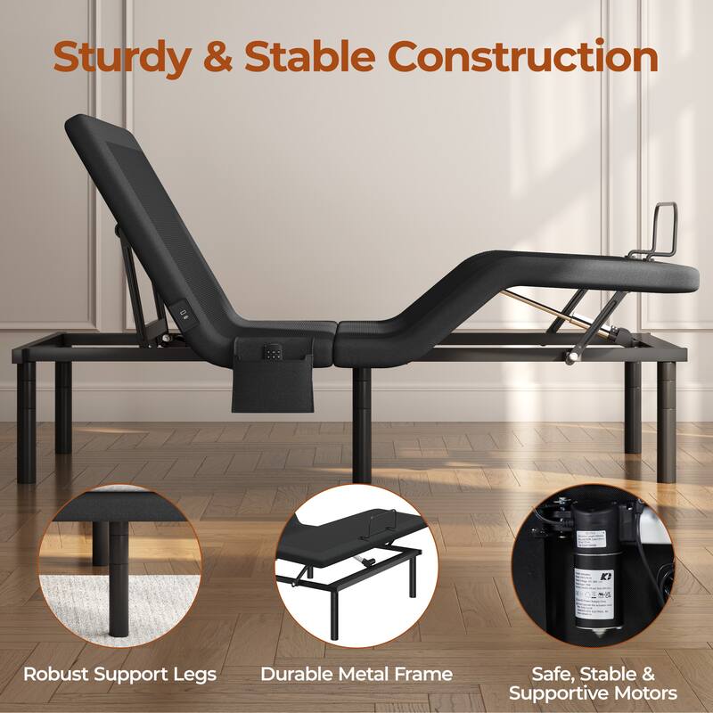 Yaheetech Upholstered Adjustable Twin XL/Queen/ Split King Size Bed Frame with Independent Head & Foot Incline