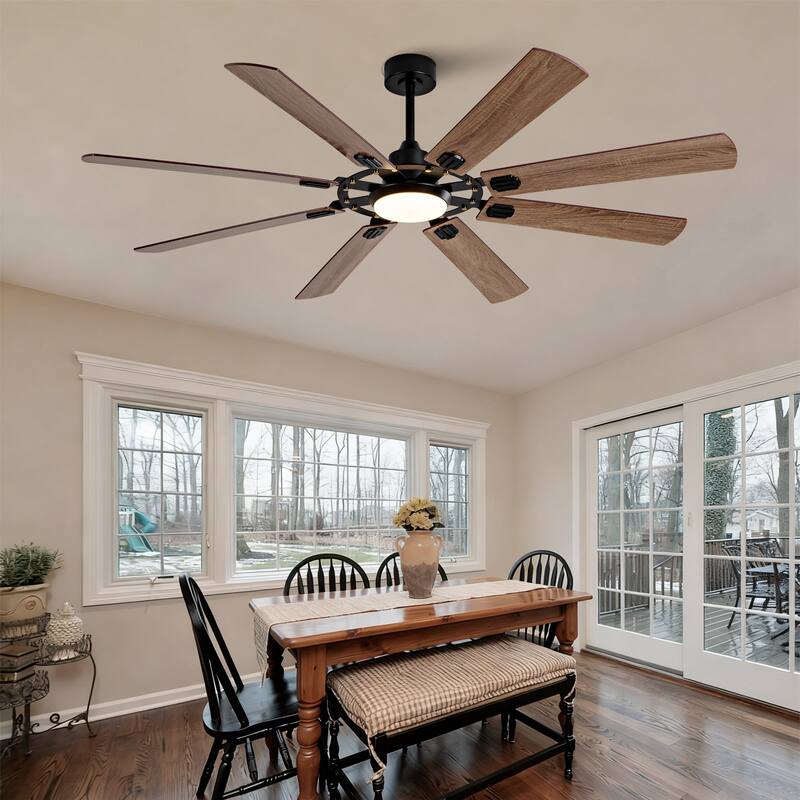 72" 8-Blade Ceiling Fan with Remote Control, Reversible Dimmable Fan Light, 6-Speed Quiet DC Motor