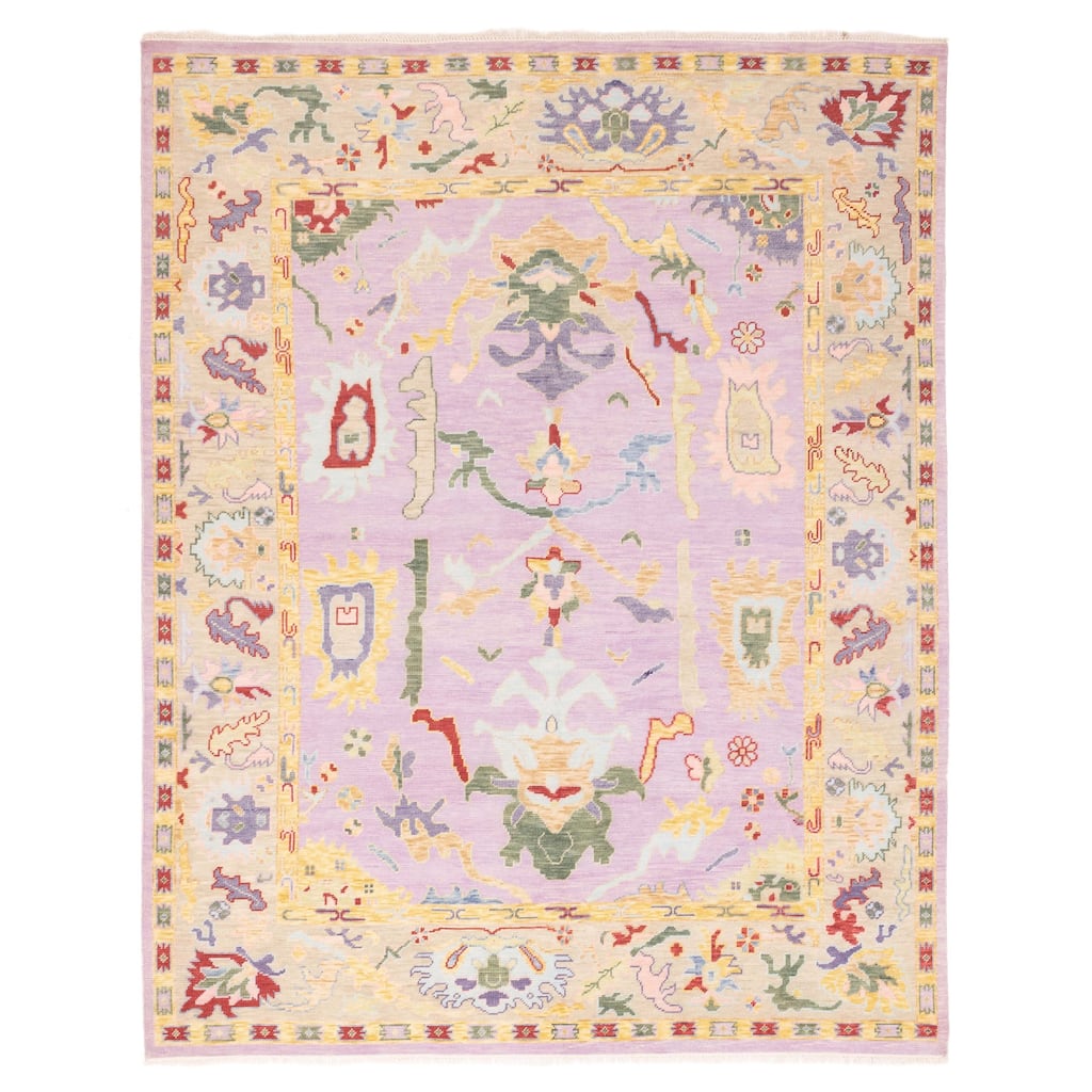 ECARPETGALLERY Hand-knotted Modern Oushak Violet Wool Rug - 8'0 x 10'0