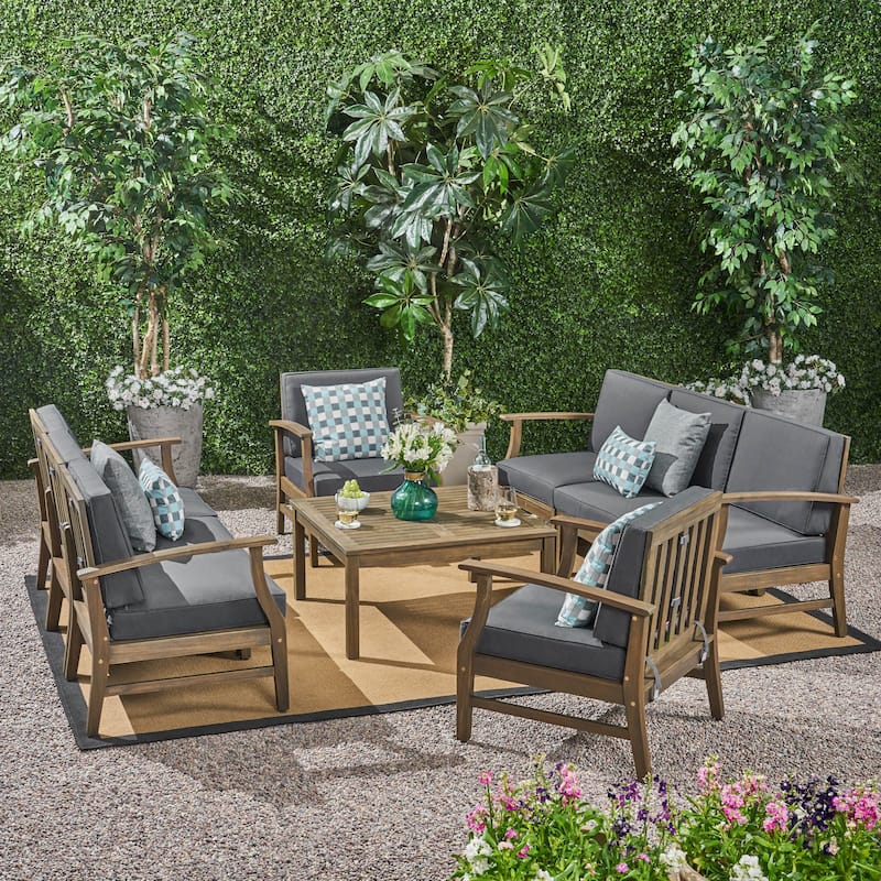 Perla Outdoor Acacia Wood 9-piece Sofa Set by Christopher Knight Home