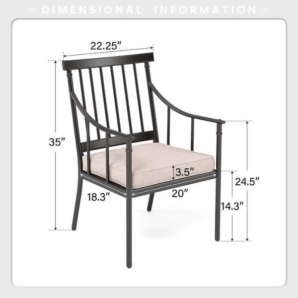 dimension image slide 2 of 3, MAISON ARTS 7-Piece Patio Dining Set Steel Panel Table & 6 Dining Arm Chairs