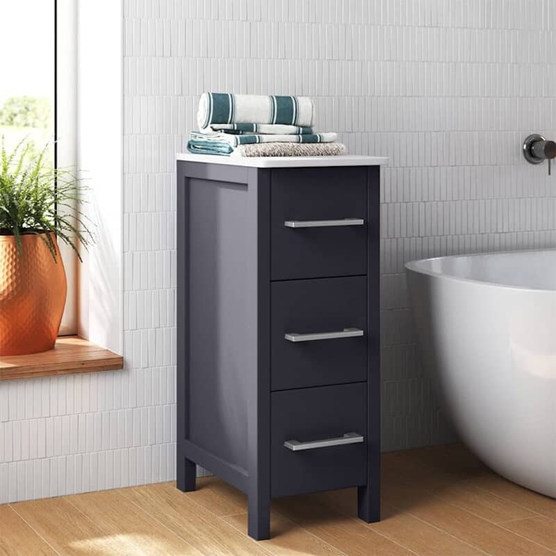 Vanity Art 12-Inch Bathroom Vanity Cabinet 3 Drawer Side Storage Organizer Freestanding Single Vanity Bedroom/Bathroom/Entryway