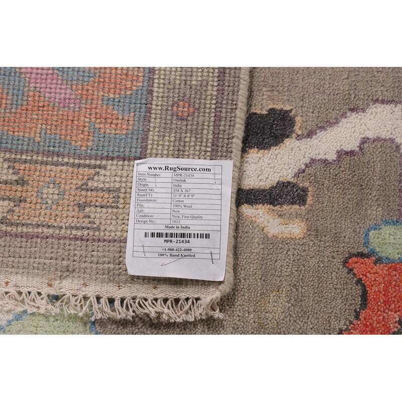 Colorful Oushak Oriental Rug Hand-Knotted Transitional Wool Carpet - 8'9" X 11'9"