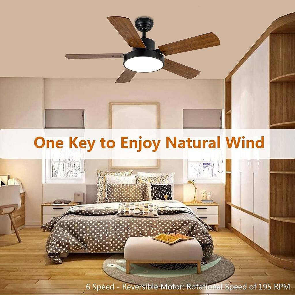 Modern 44-inch Ceiling Fan with LED Light and Remote Control