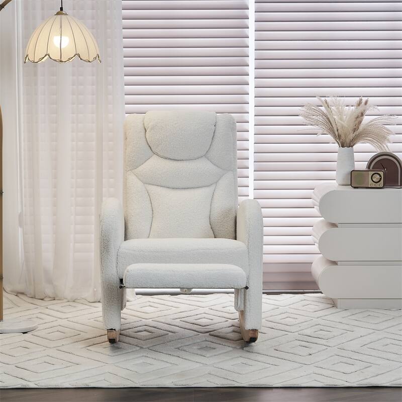 Ergonomic Fabric Nursery Rocking Chair With Adjustable Footrest