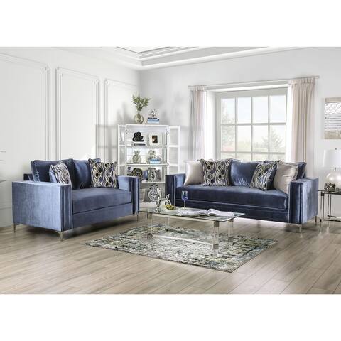 Furniture of America Jion Contemporary Blue 2-piece Living Room Set