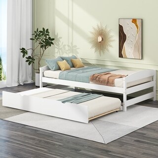 Exquisite and Simple Design Wood Platform Bed with Headboard and Footboard, Safety Guaranteed, White