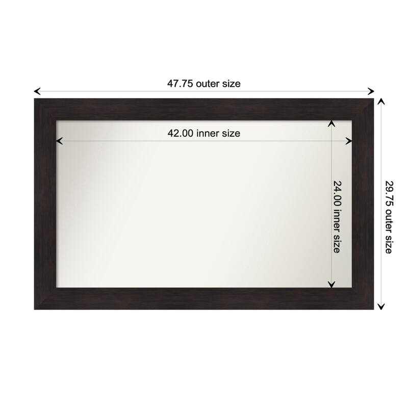 Furniture Espresso Framed Non-Beveled Custom Wall Mirror, Bathroom Vanity Mirror - Outer Size: 47.75 x 29.75