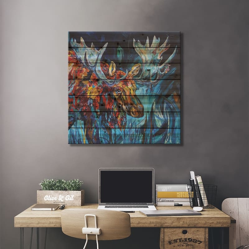 Bull Print On Wood by Lindsey Dahl - Multi-Color