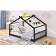 preview thumbnail 9 of 26, Sturdy Pinewood House Bed with Roof, Playful Design & Semi-Enclosed Space for Kids