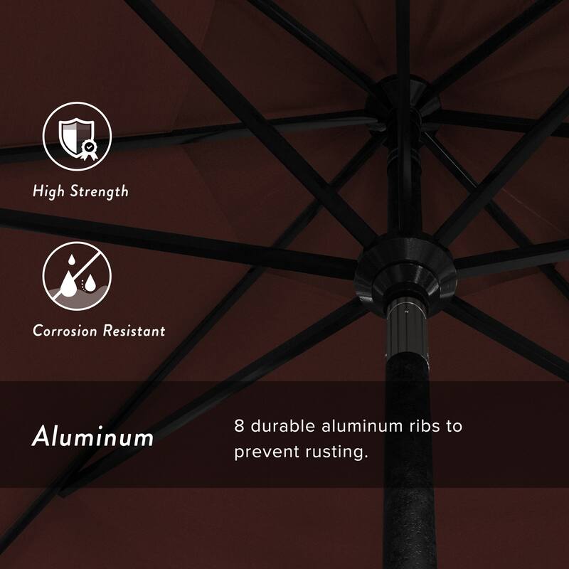 California Umbrella 11' Rd Golden State Series Patio Umbrella Black Aluminum Frame Crank Lift Collar Tilt Sunbrella